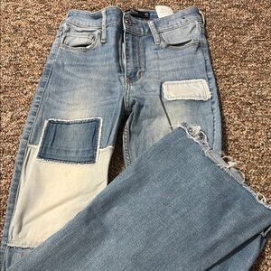 Hollister Blue Ankle Cropped Distressed Jeans